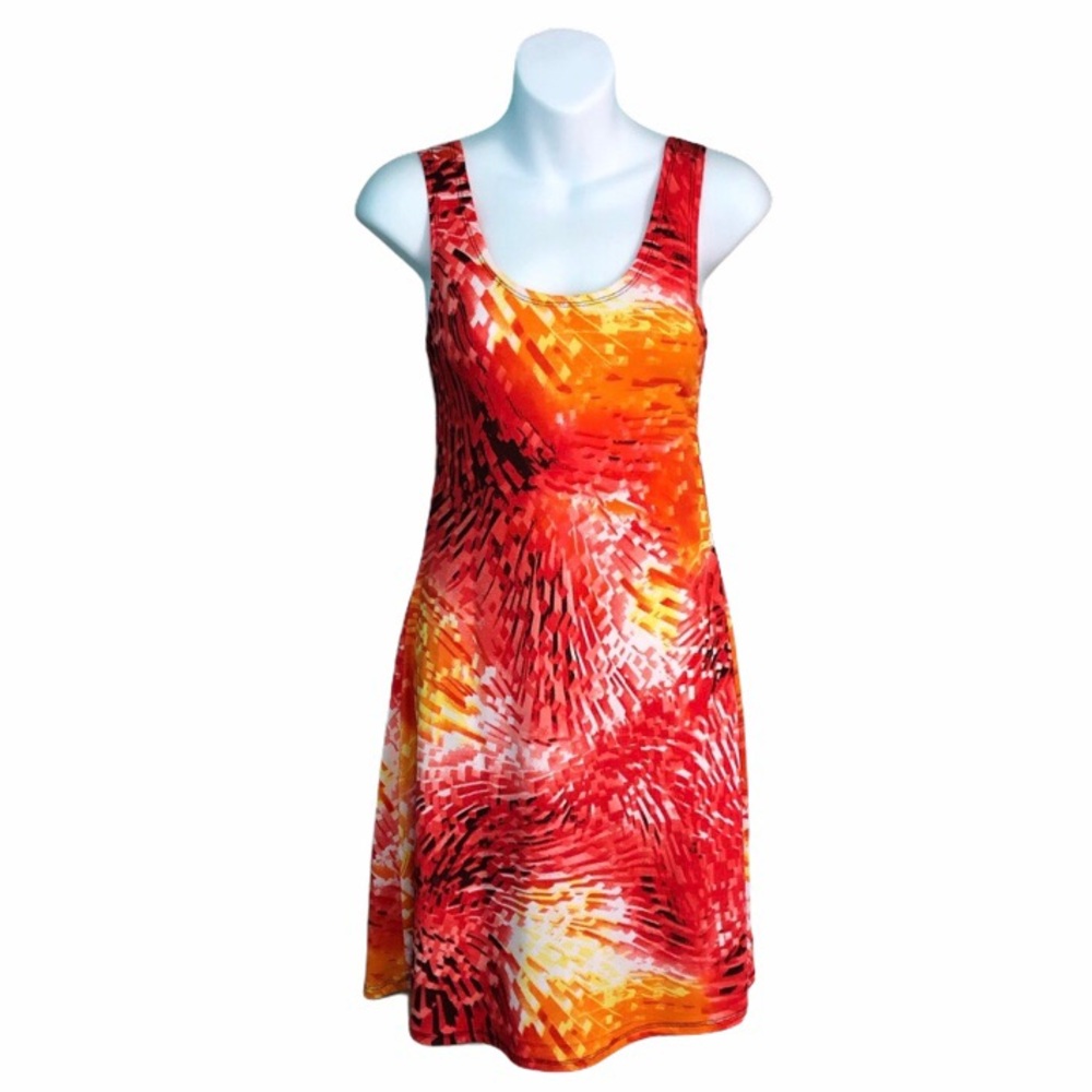 Bright & Fun Red, Orange, Yellow, White Tank Dress